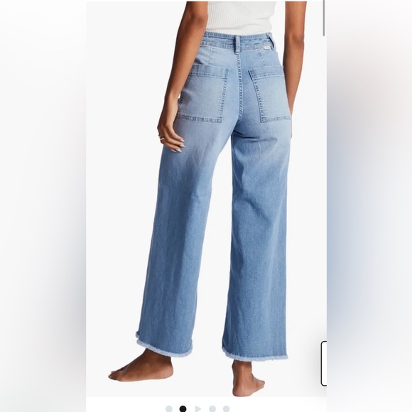 Billabong Free Fall Fray Hem Stretch Wide Leg Jeans 28 boho staple layered - Picture 2 of 10